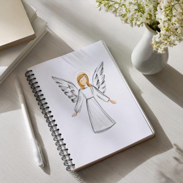 Sketch of an angel with wings